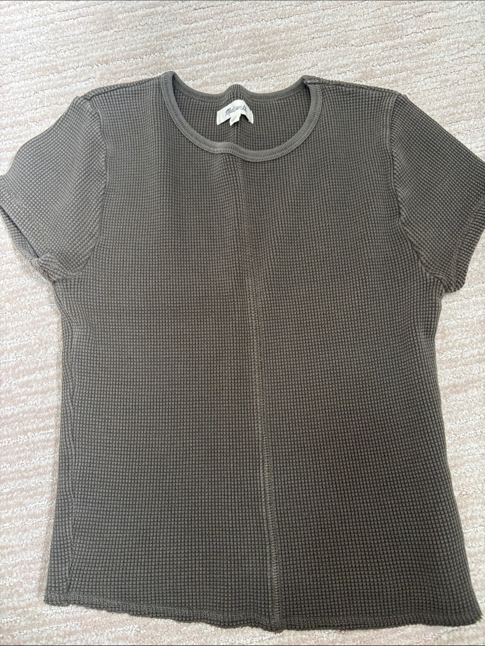 Madewell Olive Green Waffle Knit Short Sleeve Tee
